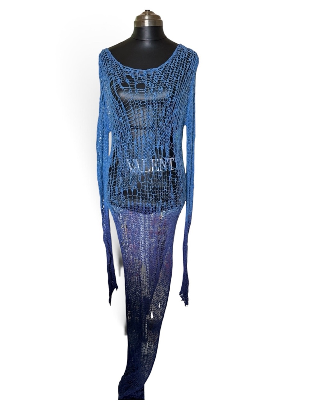 Current Mood Blue Ombre machine knitted  Maxi Dress